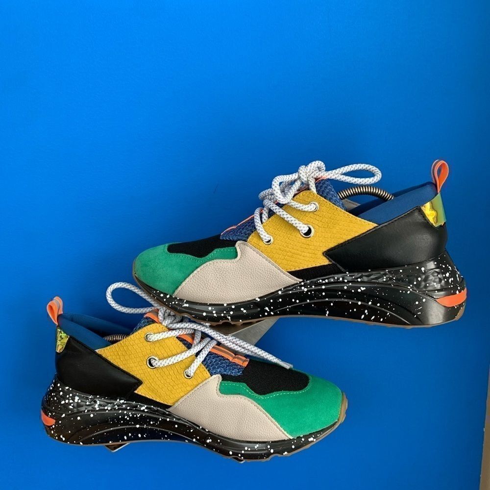 Steve Madden Men's Cliff Chunk Sneakers Green, Gray, Yellow, Blue sz 12
